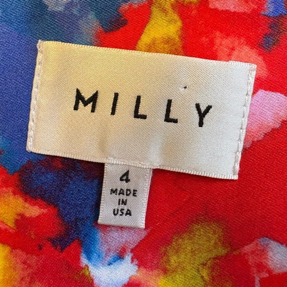 Milly Cut Out Mini Cocktail Dress in multicolor watercolour V-Neck size Small - Picture 6 of 11
